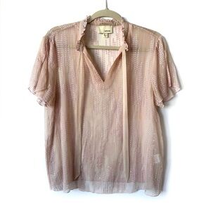 The Korner embroidered silk tie neck blouse